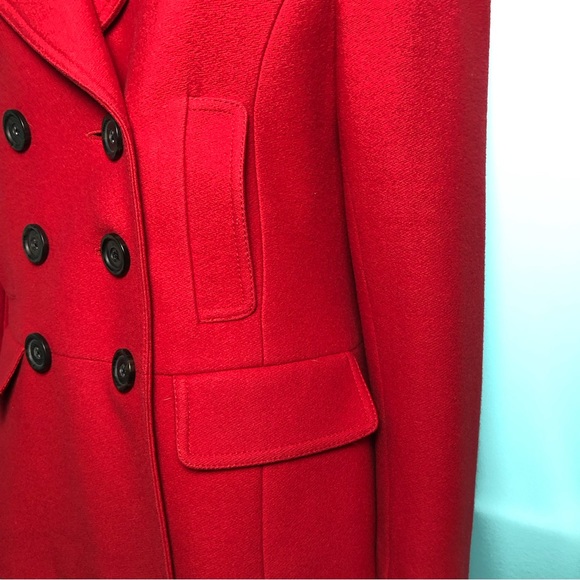 Banana Republic Red Double Breasted Short Italian Wool Coat - Picture 8 of 16